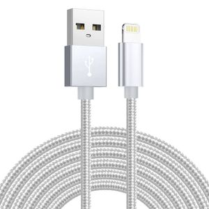 SiGN USB till Lightning Kabel, 2.1A, 3m, Nylon - Silver