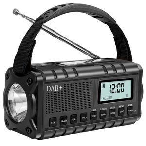 SiGN Nödradio DAB+/FM med handvev/batteri/solceller/USB-ström – svart
