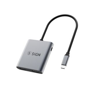 SiGN-adapter USB-C til 2x HDMI 2.0 og USB-C PD