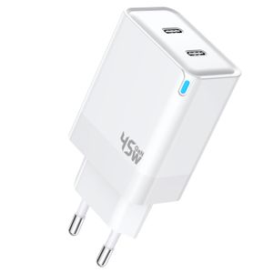 SiGN Dual USB-C PD Oplader 45W til bærbar computer og smartphones - Hvid