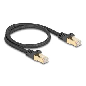 Delock RJ45 netværkskabel Cat.6A S/FTP, flettet kappe, 0,5 m – sort