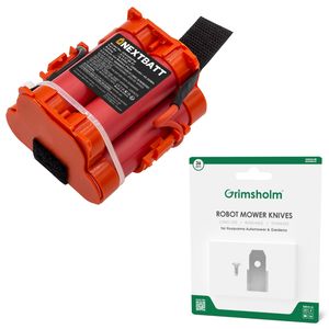 Batteri till Gardena R40Li m.fl. + robotgräsklipparknivar (36-pack)