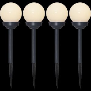 Star Trading solcellspollare Globus 4-pack – vit