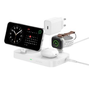 4smarts Qi2 Ladestasjon Trident for Smarttelefon / Apple Watch - Hvit