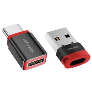 4Smarts Data Blocker -sovitinsarja USB-C - USB-A + USB-C, 2 kpl - musta