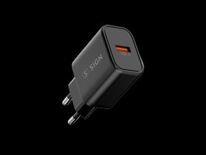SiGN Snabbladdare USB-C/USB-A QC 3.0, 20W, 3A - Svart