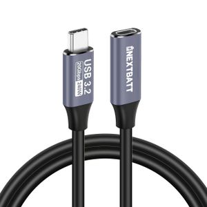 Nextbatt USB-C forlengelseskabel hann til hunn 2m – svart