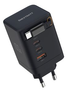 NEXTBATT 100W GAN snabbladdare med utdragbar USB-C-kabel – Svart