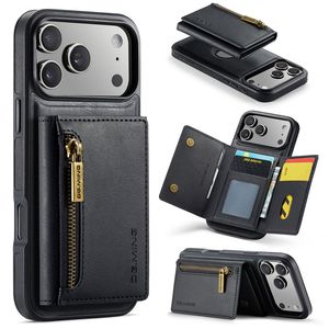 DG.MING iPhone 18 Pro/17 Pro Deksel med Magnetisk Avtakbar Lommebok - Svart