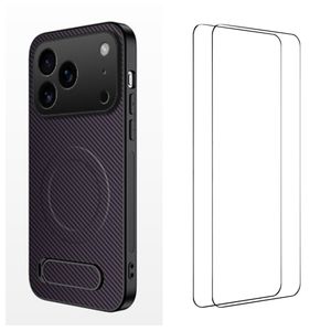 iPhone 18 Pro Kulfiber MagSafe-cover med 2x skærmbeskyttelse - Blå