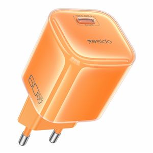 Yesido YC117 60W USB-C GaN-vegglader med USB-C-kabel – oransje