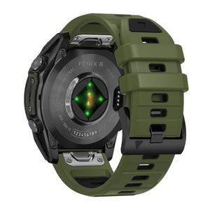 Garmin Fenix 8/Fenix E/Quatix 7 Pro etc. Urrem Silikone – Grøn/Sort