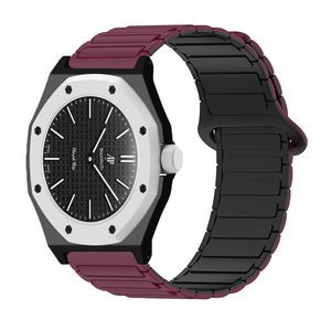 Swatch Royal Pop silikonklokkerem med deksel – burgunder/svart