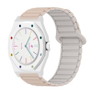 Swatch Royal Pop silikon klokkerem med deksel – beige/hvit