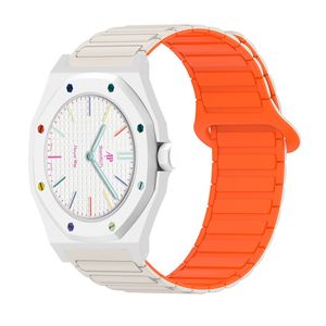 Swatch Royal Pop klokkerem i silikon med deksel - oransje/hvit