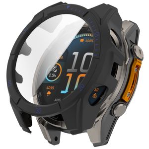 Garmin Fenix 8 47mm Case with Tempered Glass Screen Protector – Black/Blue