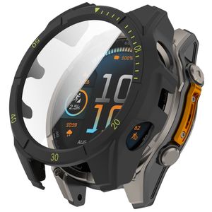 Garmin Fenix 8 47mm Case with Tempered Glass Screen Protector – Black/Green