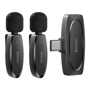 Yesido KR13 USB-C trådløs MEMS-mikrofon med klips, 2-pakning – svart