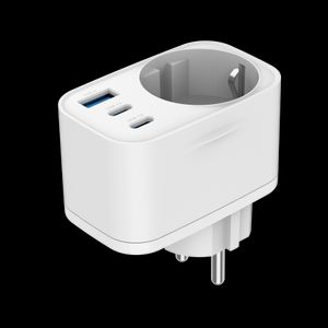 SiGN Väggadapter 30W med eluttag/USB-C/USB-A – vit