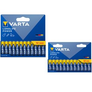 Varta Longlife Power 12-pack AA-batteri LR06 + 12-pack AAA-batteri LR3