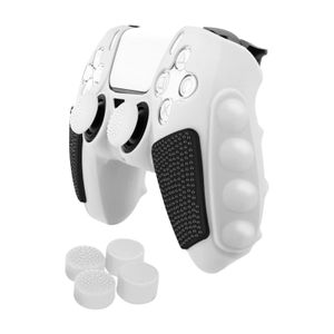 Silikone beskyttelsesetui til Sony PS5 Gamepad Silikone med Rocker Caps – Sort/Hvid