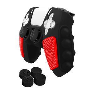 Silikonbeskyttelsesetui til Sony PS5 Gamepad i silikon med vippehetter – svart/rød