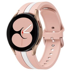 Samsung Galaxy Watch 7/6/5 -kellonrannekkeet silikonikuviolla ja pystysuorilla raidoilla – pinkki/valkoinen
