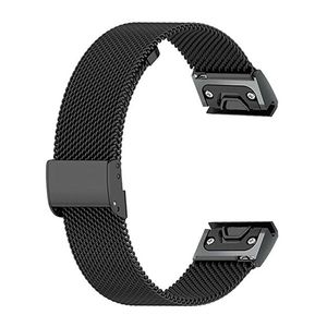 Garmin Fenix 7X/6X/5X Klokkereim milanese i metall - Svart
