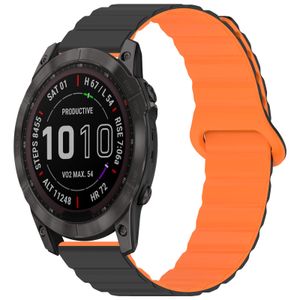 Garmin Fenix 8/7X/6X etc Klockarmband Silikon Magnetisk Stängning – Svart/Orange