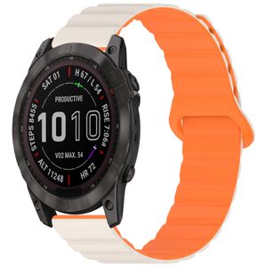 Garmin Fenix 8/7X/6X etc Klockarmband Silikon Magnetisk Stängning – Vit/Orange