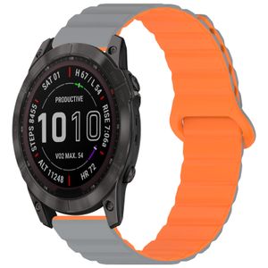 Garmin Fenix 8/7X/6X etc Klockarmband Silikon Magnetisk Stängning – Grå/Orange