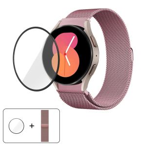 Samsung Galaxy Watch7 44mm Milanese-kellonranneke + näytönsuoja – Ruusukulta