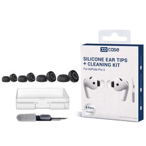 XDcase AirPods Pro 3 silikonøretupper + rengjøringsbørste, 4 par – svart
