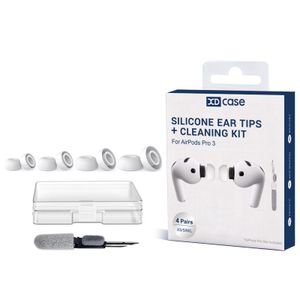 XDcase AirPods Pro 3 silikonøretupper + rengjøringsbørste, 4 par – hvit