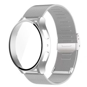 Samsung Galaxy Watch7 44mm Milanolainen kellonranneke + sisäänrakennettu näytönsuoja - hopea
