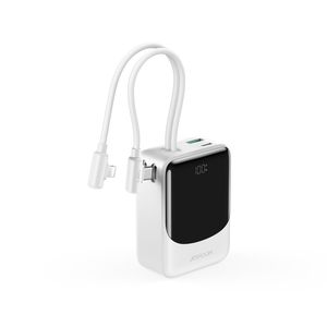 Joyroom JR-PC1 22.5W mini powerbank 10000mAh med USB-C/Lightning-kablar – vit