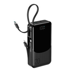 Joyroom JR-PC2 Powerbank 20000mAh met ingebouwde USB-C/Lightning-kabels – Zwart