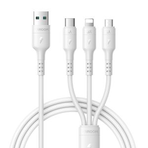 Joyroom S-A61 OmniGo-serien 3-i-1 USB-A-ladekabel USB-C/Lightning/Micro – hvit