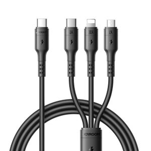Joyroom S-A61 OmniGo-serien 3-i-1 USB-C-ladekabel USB-C/Lightning/Micro – svart