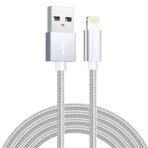 SiGN USB-A to Lightning Cable, 2.1A, 2m, Nylon - Silver
