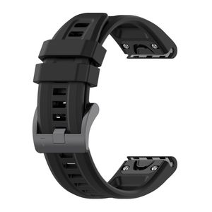 Garmin Fenix 7S Sapphire Solar Urrem i silikone ensfarvet - Sort