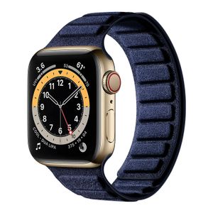 Apple Watch 49/46/45/44mm kelloranneke mokkanahka magneettinen - sininen