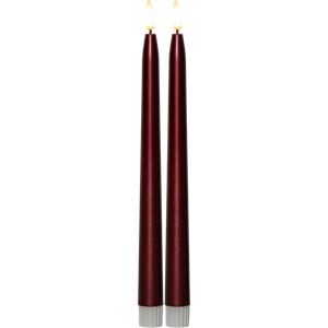 Star Trading LED-Kerze im Antik-Stil, 2er-Pack, Flamme Metal, 28,5 cm – Rot