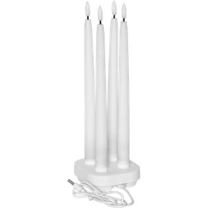 Star Trading Flamme Charge LED-Antikkerze, 4er-Pack mit Ladeplatte – Weiß