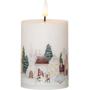 Star Trading LED-blokklys Flamme Winterland 12,5 cm – hvit