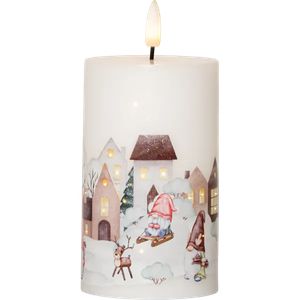 Star Trading LED-blokklampe Flamme Winterland 15 cm – hvit