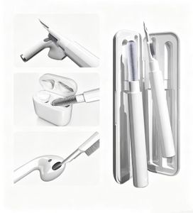 Teleskopisk Q5 rengöringsborste för hörlurar & laddningsfodral – vit