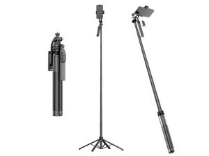 SiGN selfiestang/teleskopstativ med telefonholder, 1,8m – sort