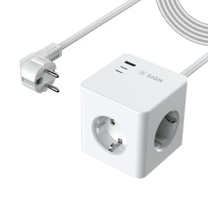 SiGN 16A 20W Cube Power Socket 2xUSB-C, 1xUSB-A, 3xAC