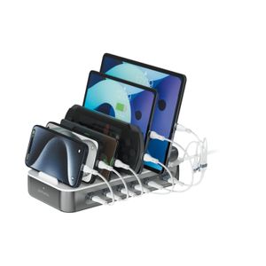 4smarts Team Laddstation 100 W – 5 USB-C + 1 USB-A med 6 kablar